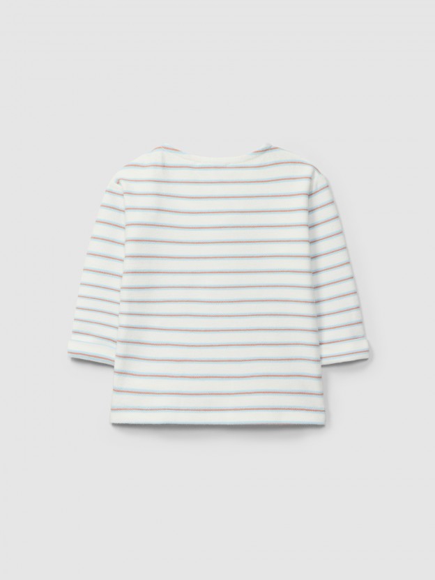 Longsleeve in multi-coloured striped plush Longsleeve in multi-coloured striped plush