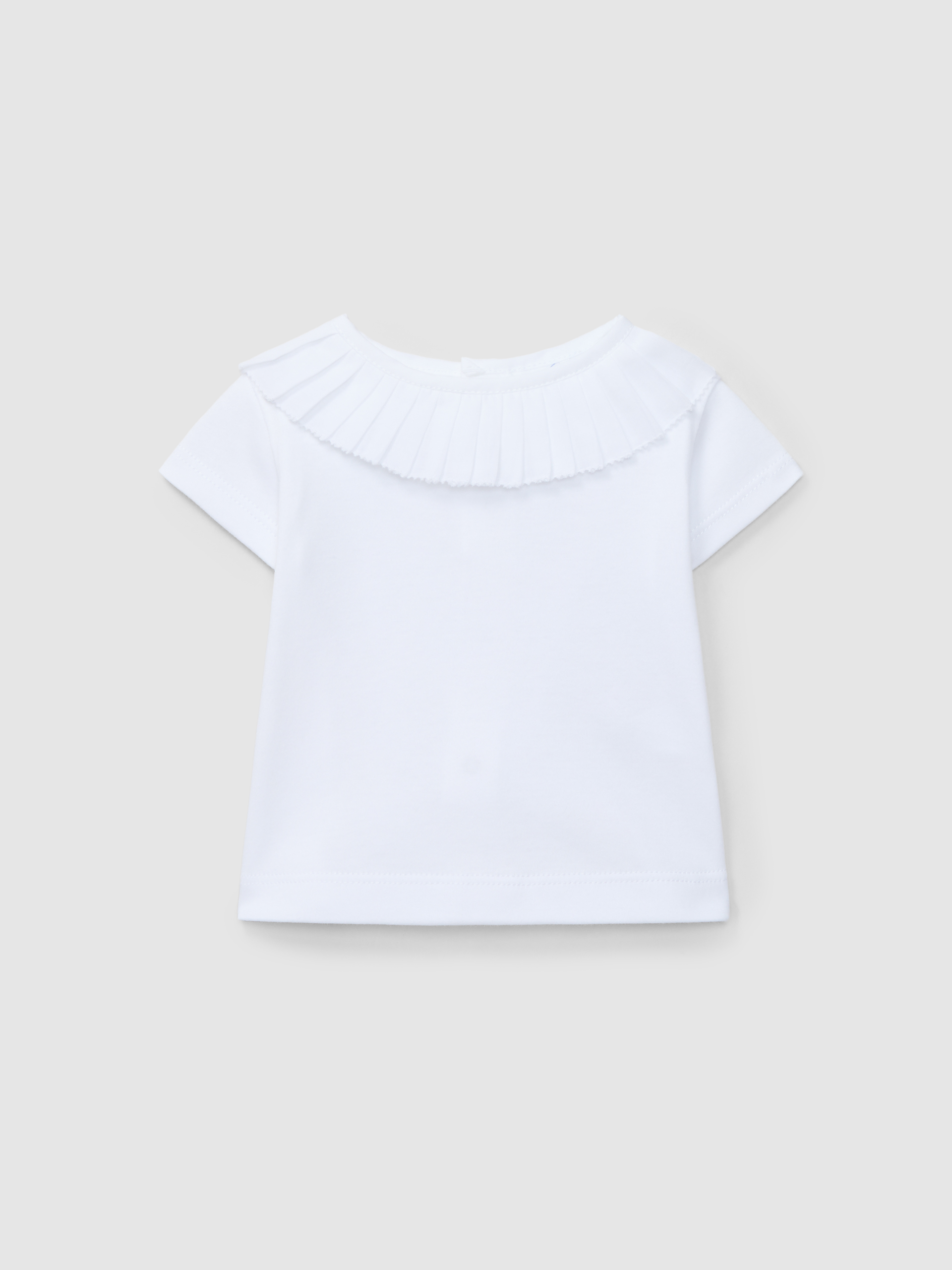 T-shirt à manches courtes col plissé
