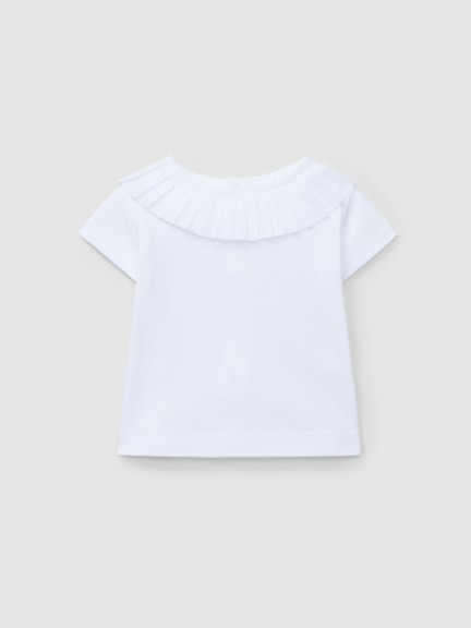 T-shirt short-sleeved pleated collar T-shirt short-sleeved pleated collar