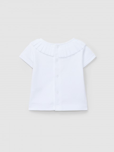 T-shirt short-sleeved pleated collar T-shirt short-sleeved pleated collar