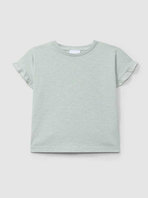 T-shirt avec d�tail de volant aux manches