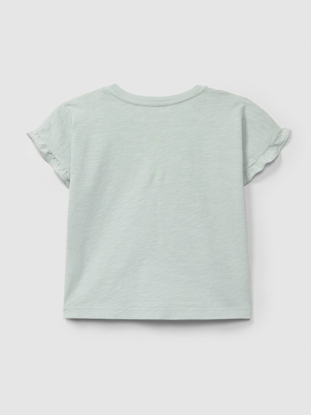 T-shirt avec d�tail de volant aux manches
