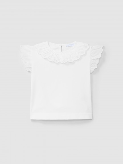 Camiseta cuello de volante bordado ingl�s