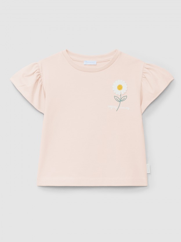 T-shirt com aplicação de flor em relevo T-shirt com aplicação de flor em relevo