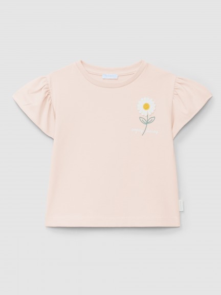 T-shirt com aplicação de flor em relevo T-shirt com aplicação de flor em relevo
