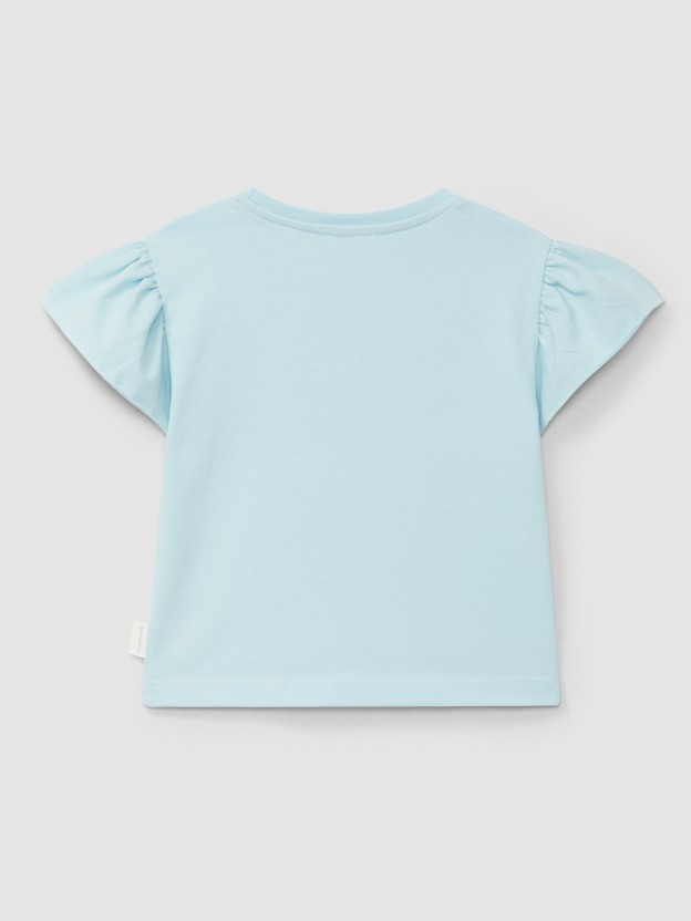 Camiseta con aplicaci+on de flor en relieve Camiseta con aplicaci+on de flor en relieve