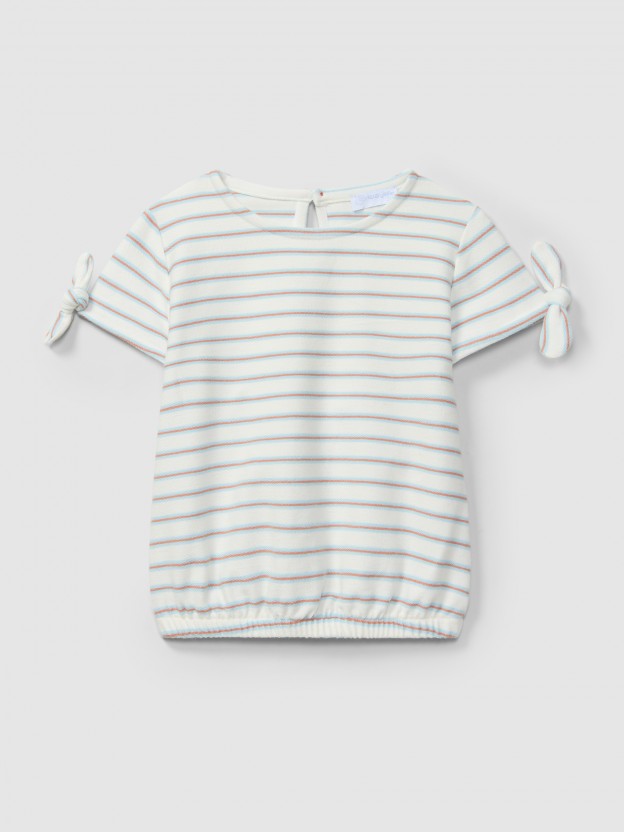T-shirt in multi-coloured striped plush T-shirt in multi-coloured striped plush