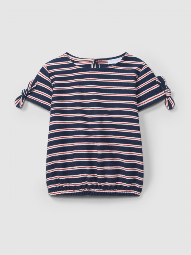 T-shirt in multi-coloured striped plush T-shirt in multi-coloured striped plush