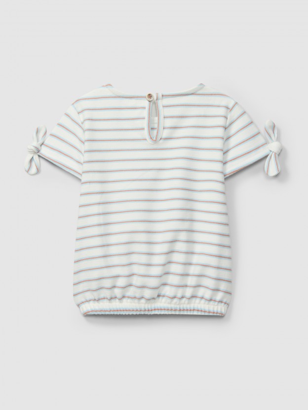 T-shirt in multi-coloured striped plush T-shirt in multi-coloured striped plush