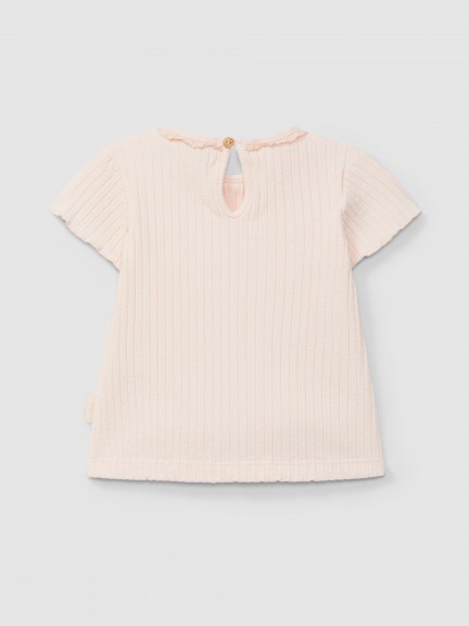 Ribbed knit T-shirt with lace detail Ribbed knit T-shirt with lace detail