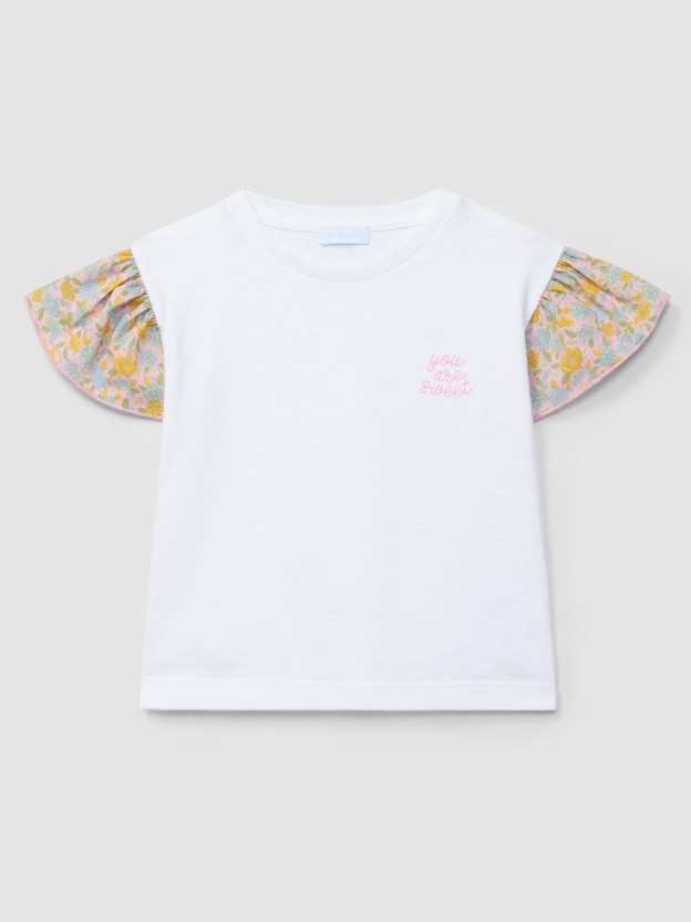 Camiseta "you are sweet" mangas de volante tejido Liberty Camiseta "you are sweet" mangas de volante tejido Liberty