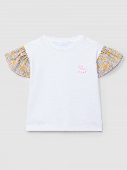 T-shirt "you are sweet" mangas de folho tecido Liberty