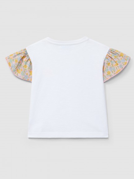 T-shirt "you are sweet" Liberty fabric ruffled sleeve T-shirt "you are sweet" Liberty fabric ruffled sleeve