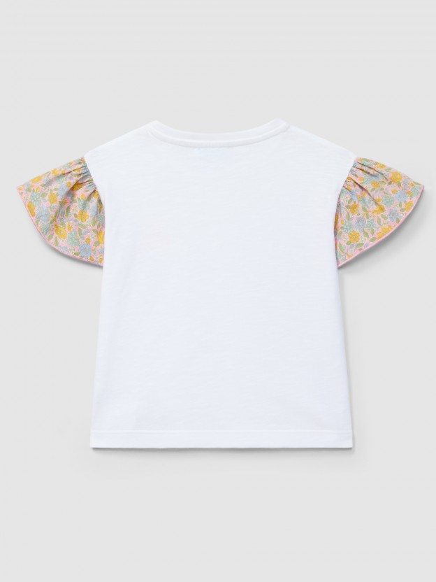 Camiseta "you are sweet" mangas de volante tejido Liberty Camiseta "you are sweet" mangas de volante tejido Liberty