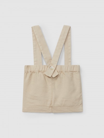 Calções de alças em tecido canvas Calções de alças em tecido canvas