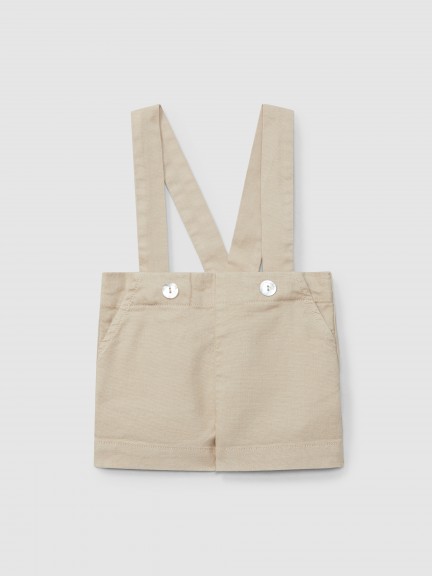 Short � bretelles en tissu canvas