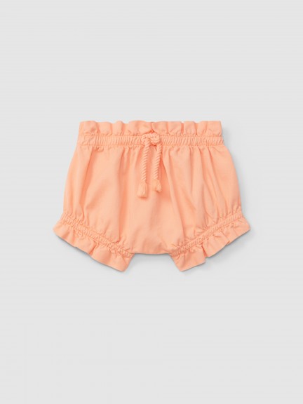 Pull-up twill shorts with decorative drawstring Pull-up twill shorts with decorative drawstring