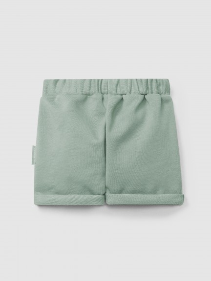 Pantalón corto pull-up en felpa con bolsillos en punto gofre Pantalón corto pull-up en felpa con bolsillos en punto gofre