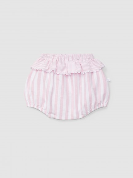Cal��es pull-up com folho em tecido oxford de riscas