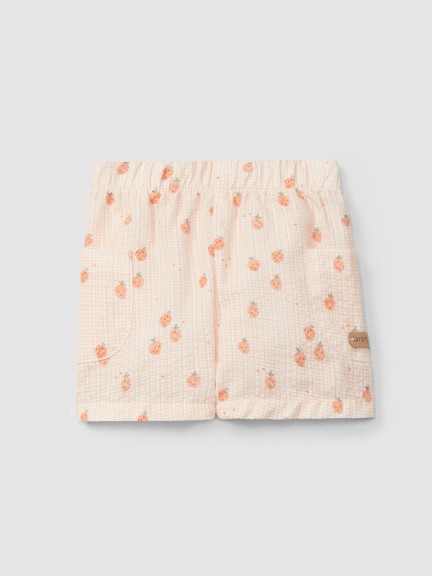 Pantalón corto pull-up seersucker estampado Pantalón corto pull-up seersucker estampado