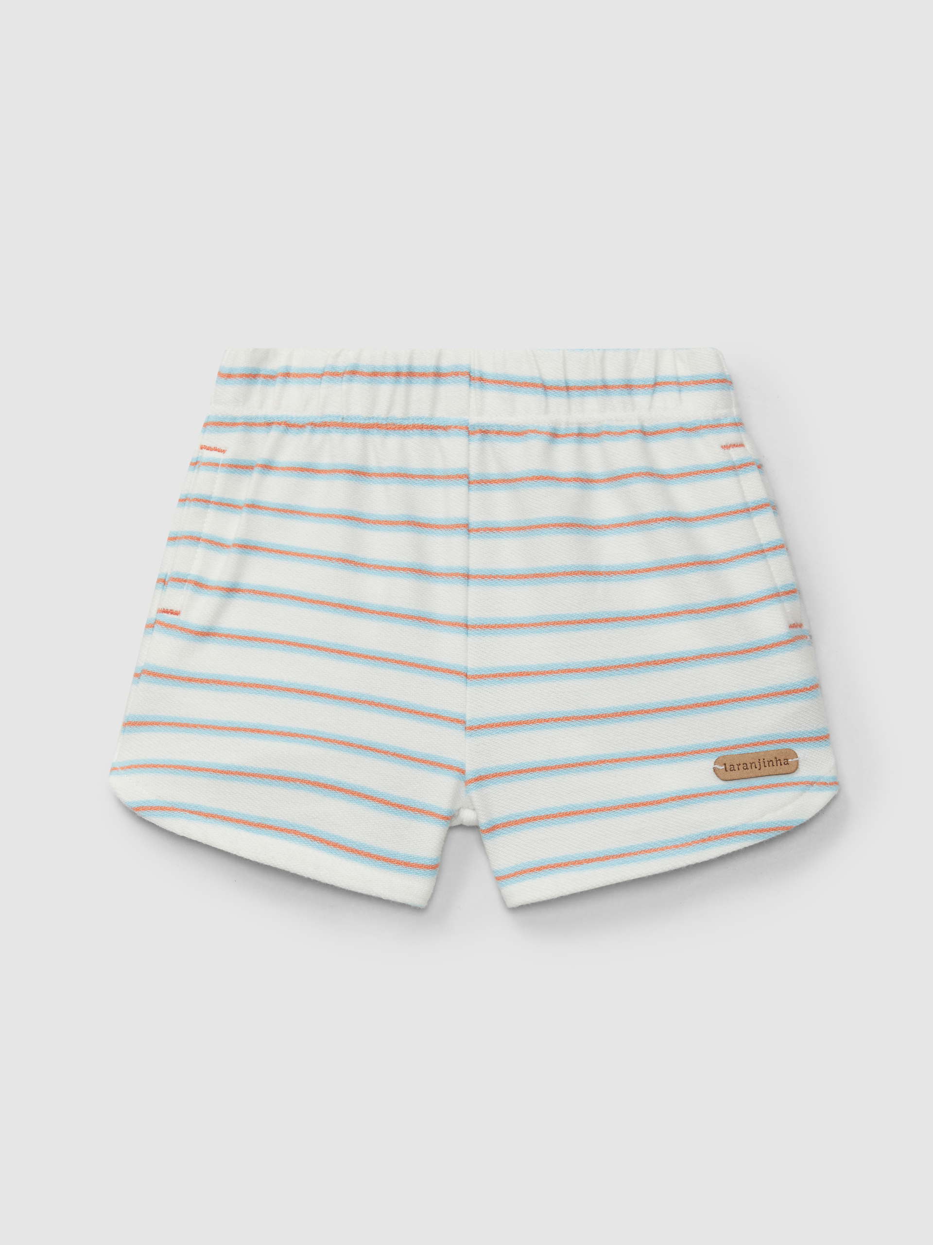Pull-up shorts in multi-coloured striped plush