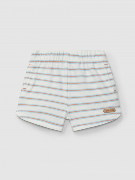 Pull-up shorts in multi-coloured striped plush Pull-up shorts in multi-coloured striped plush