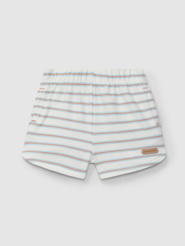 Pull-up shorts in multi-coloured striped plush Pull-up shorts in multi-coloured striped plush