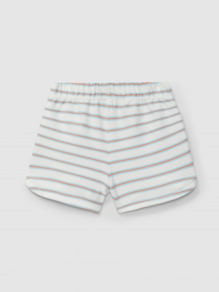 Pull-up shorts in multi-coloured striped plush Pull-up shorts in multi-coloured striped plush