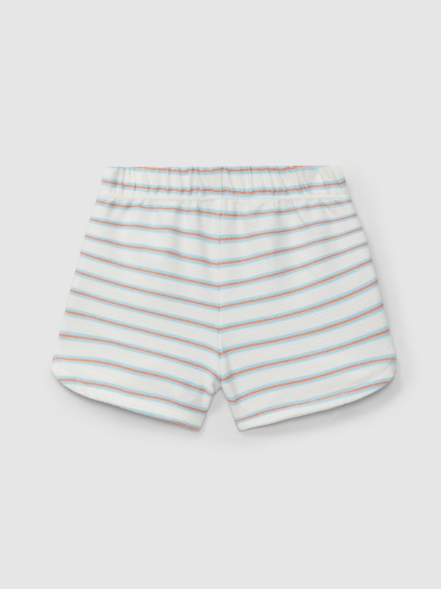Pull-up shorts in multi-coloured striped plush Pull-up shorts in multi-coloured striped plush
