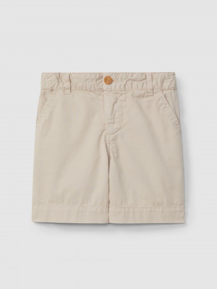 Pantalón corto en sarga lisa con cuatro bolsillo Pantalón corto en sarga lisa con cuatro bolsillo