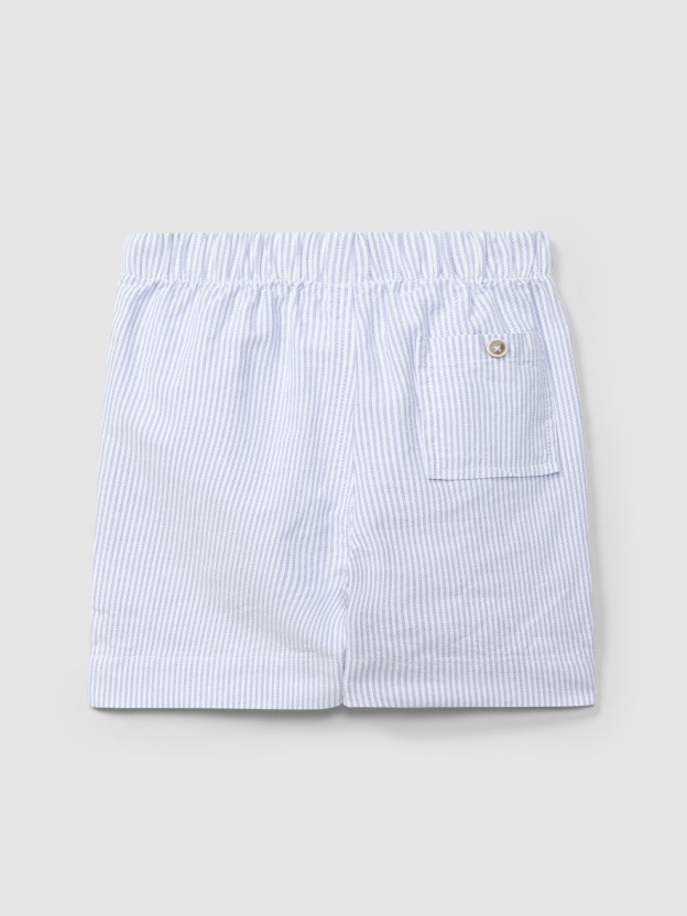 Short pull-up en tissu oxford à rayures Short pull-up en tissu oxford à rayures