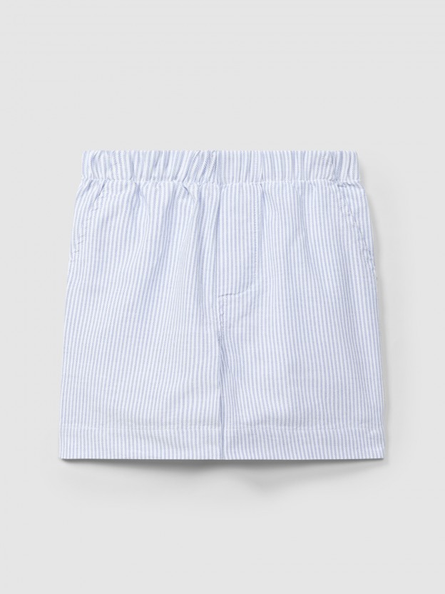 Short pull-up en tissu oxford à rayures Short pull-up en tissu oxford à rayures