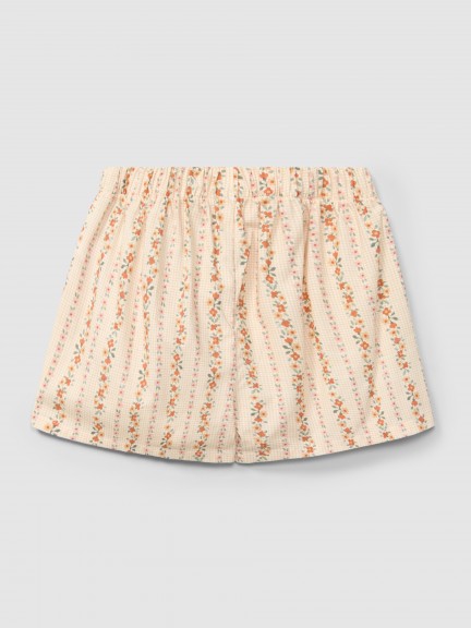 Pull-up shorts micro-vichy and flowers Pull-up shorts micro-vichy and flowers