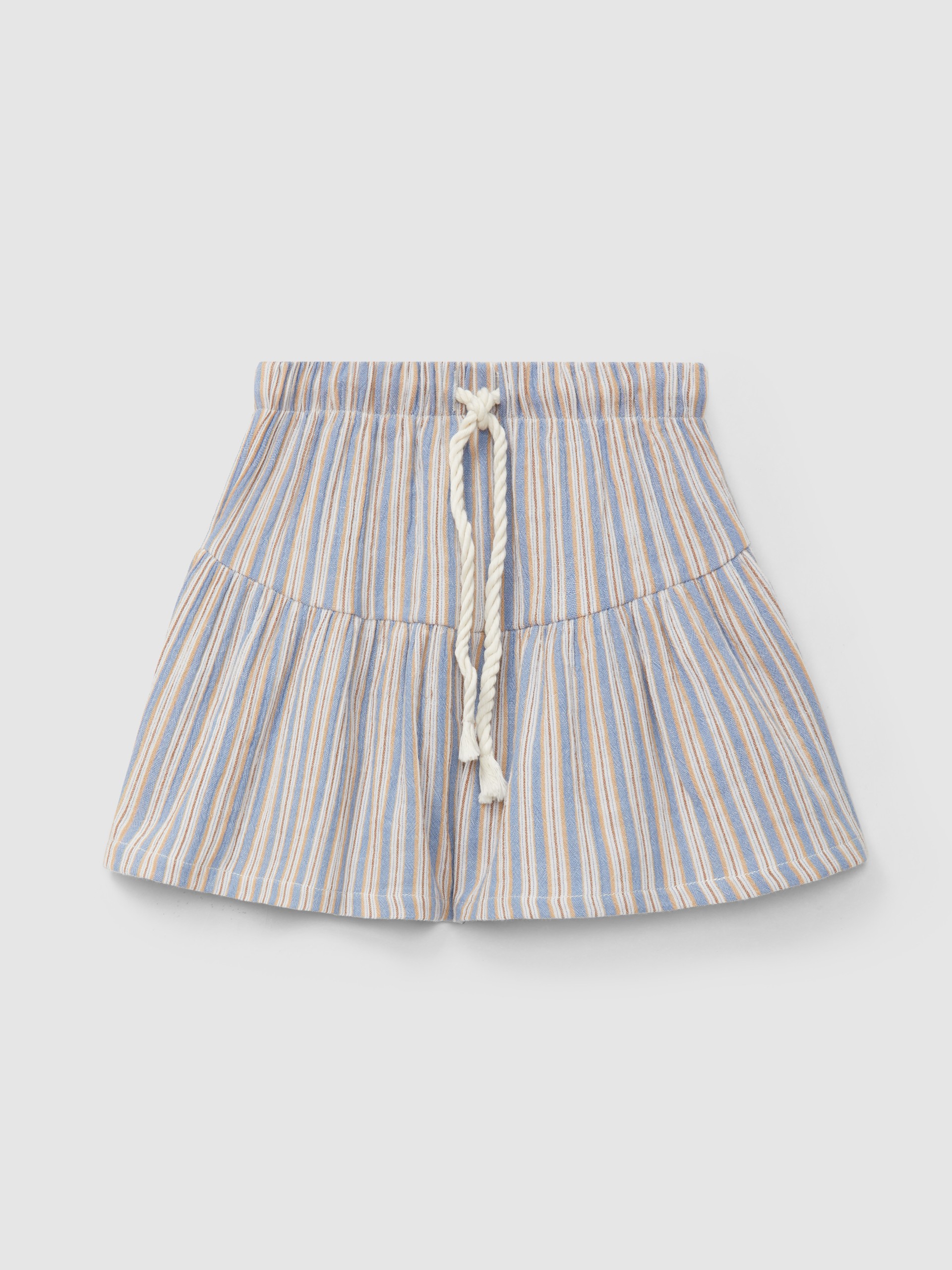 Multi-coloured striped pull-up shorts