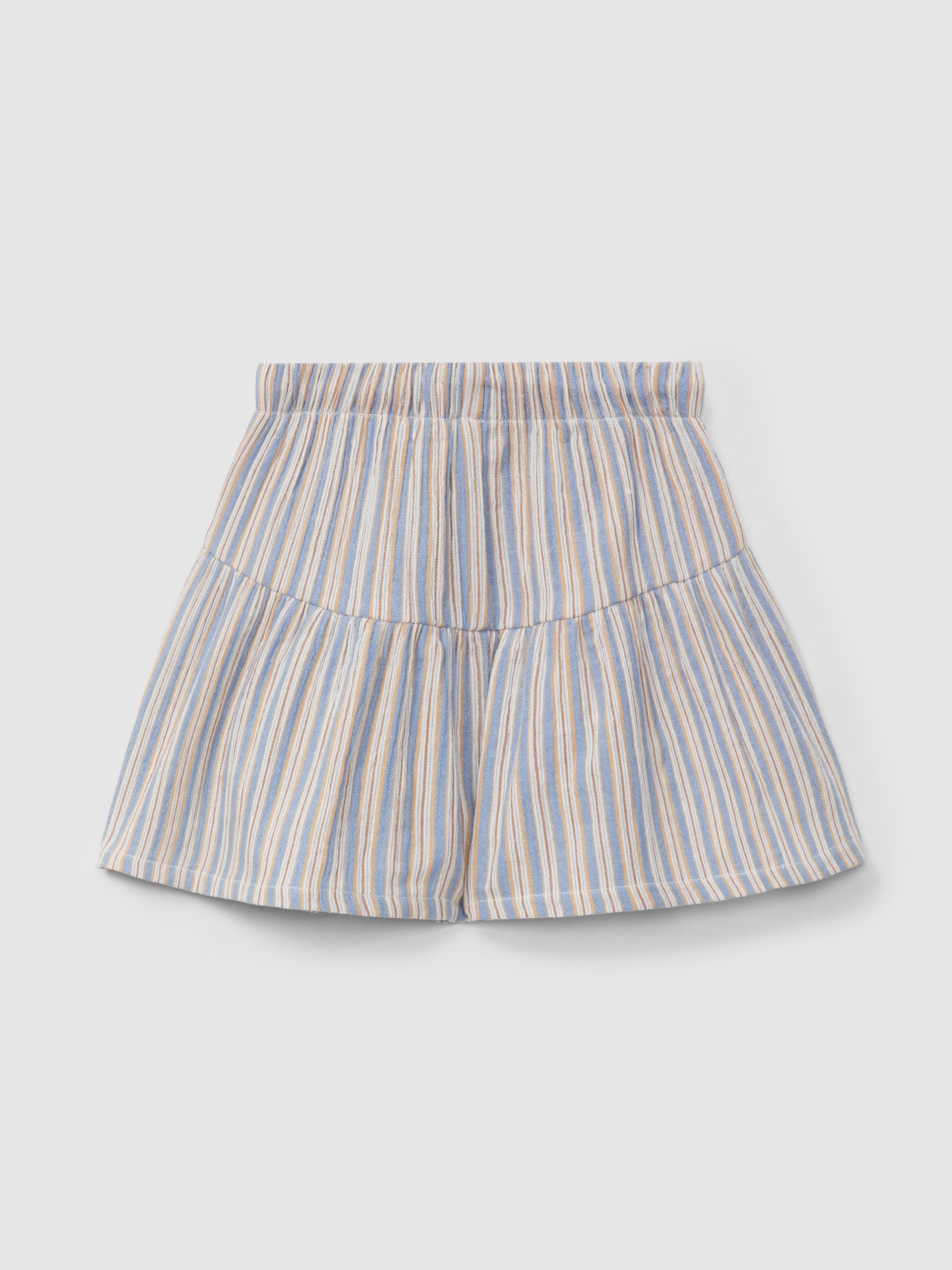 Multi-coloured striped pull-up shorts