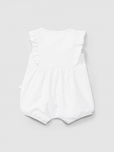 Short-leg romper with embossed polka dots Short-leg romper with embossed polka dots
