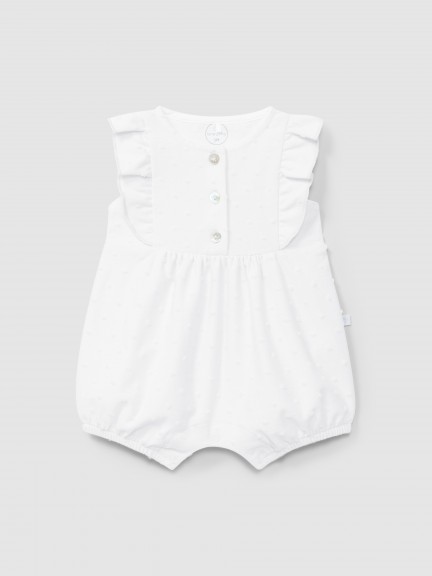 Short-leg romper with embossed polka dots Short-leg romper with embossed polka dots