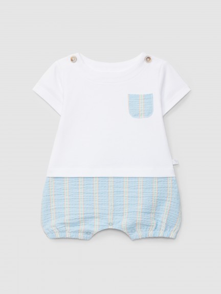 Two-in-one multi-coloureded seersucker romper stripes Two-in-one multi-coloureded seersucker romper stripes