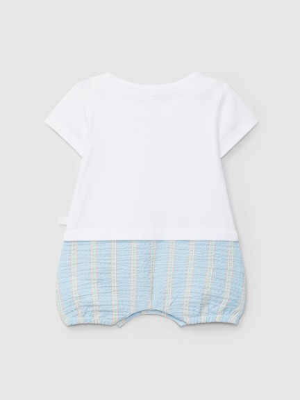 Two-in-one multi-coloureded seersucker romper stripes Two-in-one multi-coloureded seersucker romper stripes