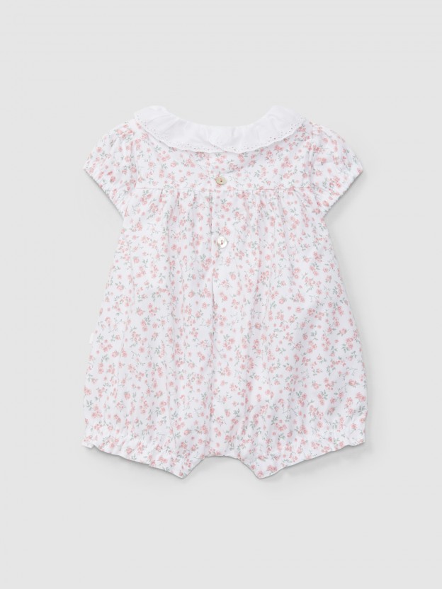 Short-leg romper flowers and collar English embroidery