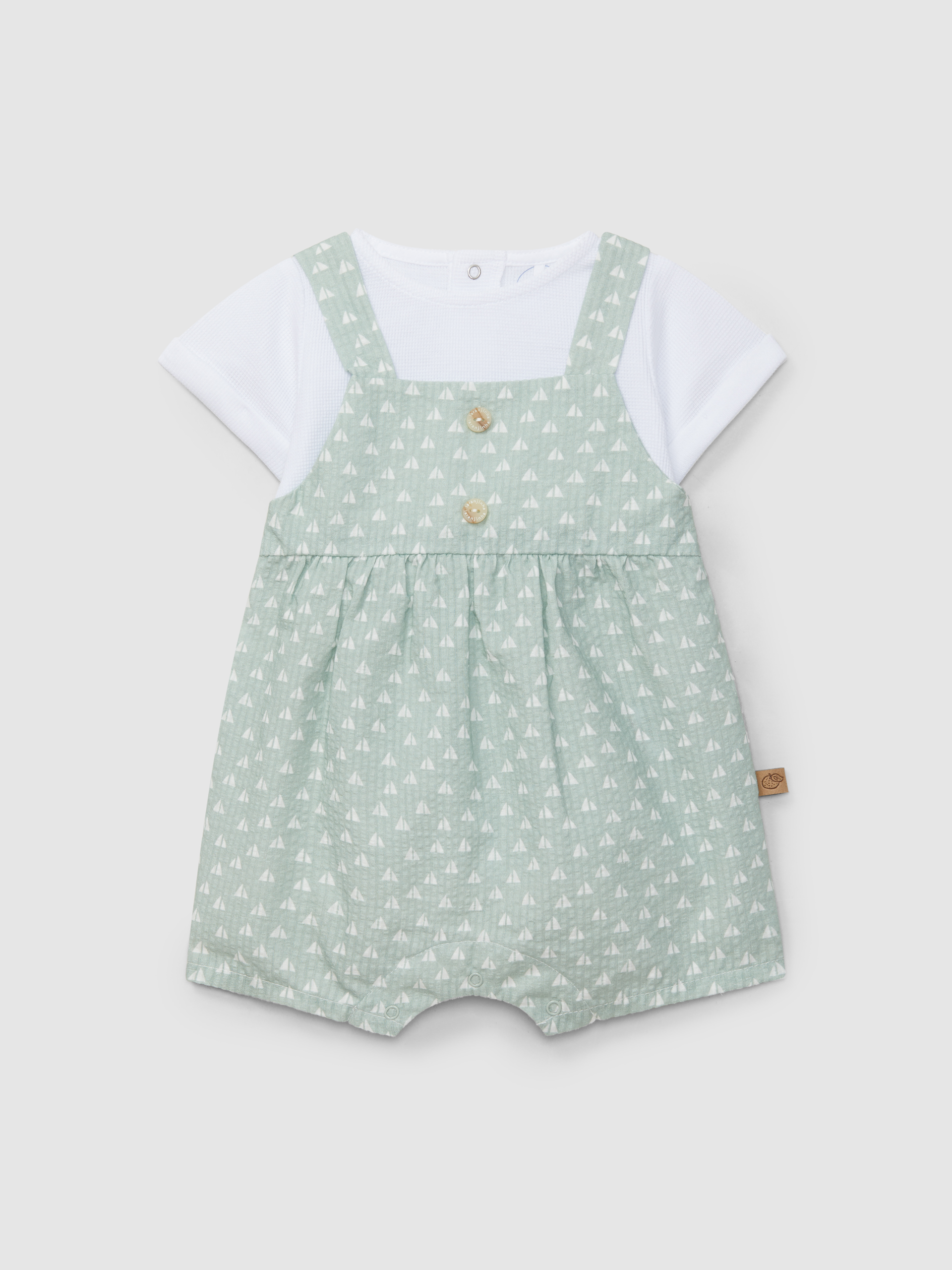 Fatinho dois em um seersucker estampado e malha waffle