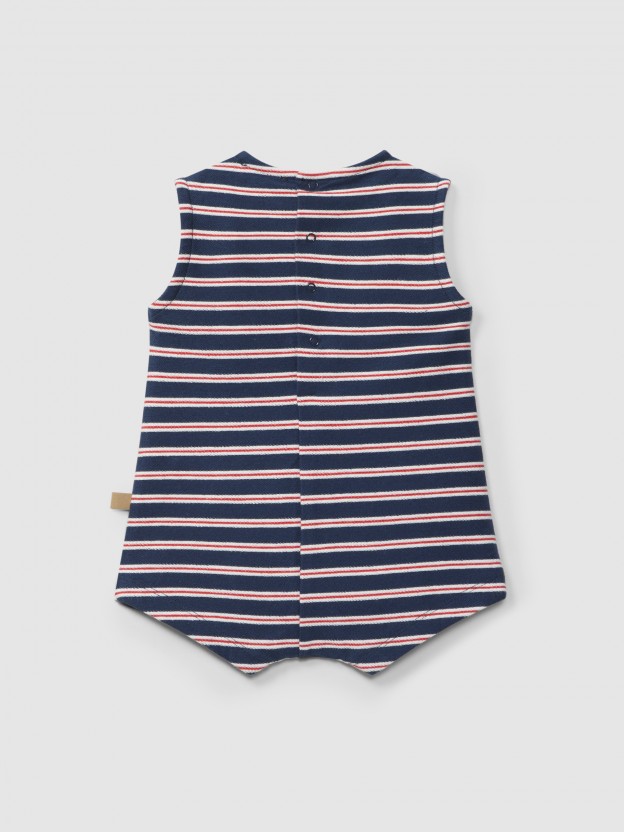 Romper in multi-coloured striped plush Romper in multi-coloured striped plush