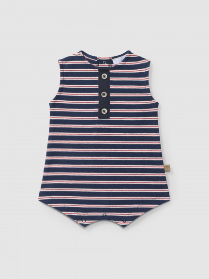 Romper in multi-coloured striped plush