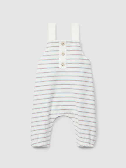 Dungarees in multi-coloured striped plush Dungarees in multi-coloured striped plush