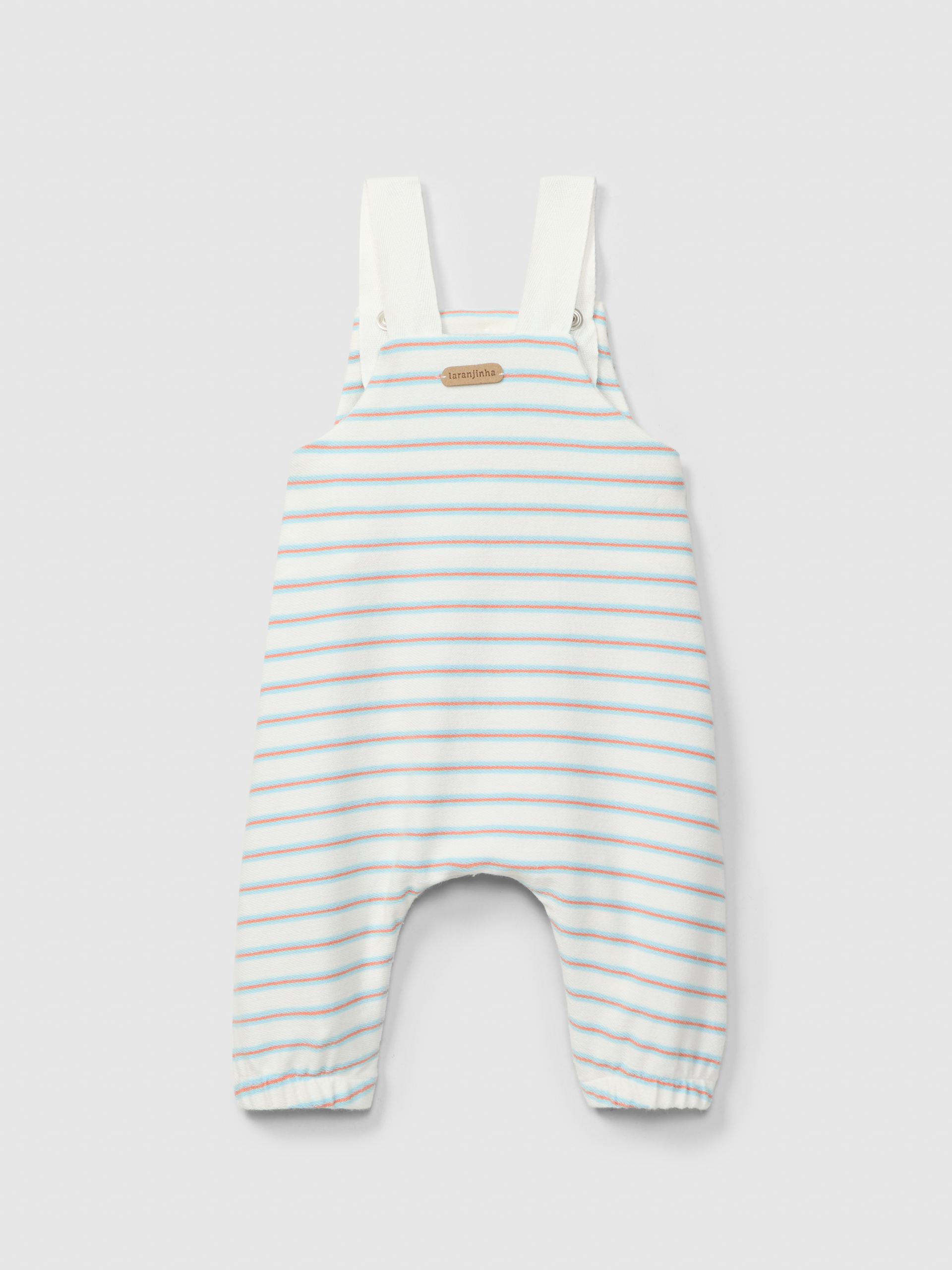 Dungarees in multi-coloured striped plush