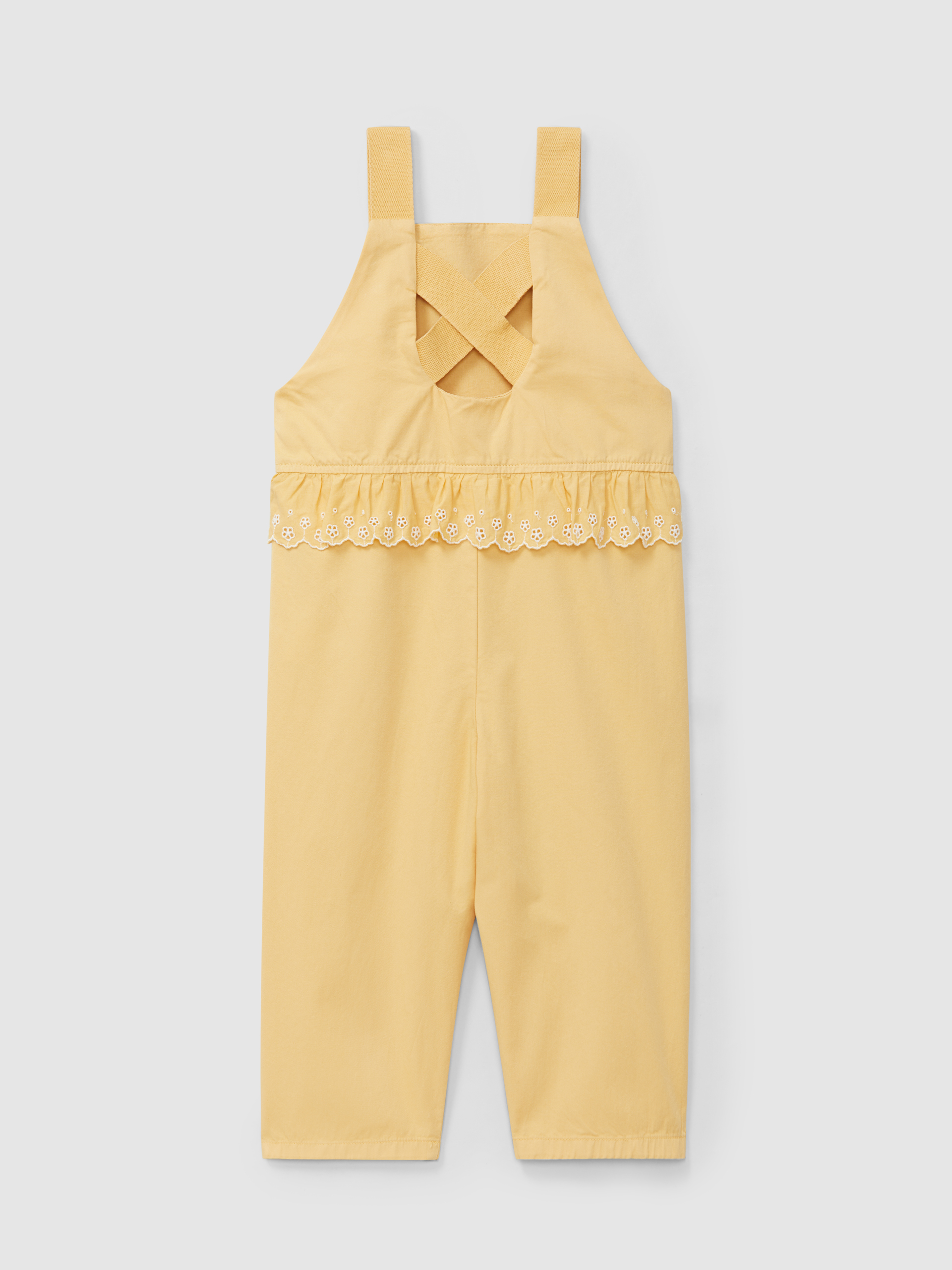 Dungarees ruffled detail English embroidery