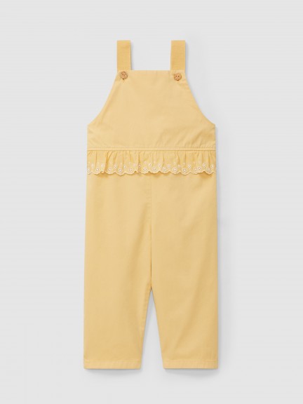 Dungarees ruffled detail English embroidery