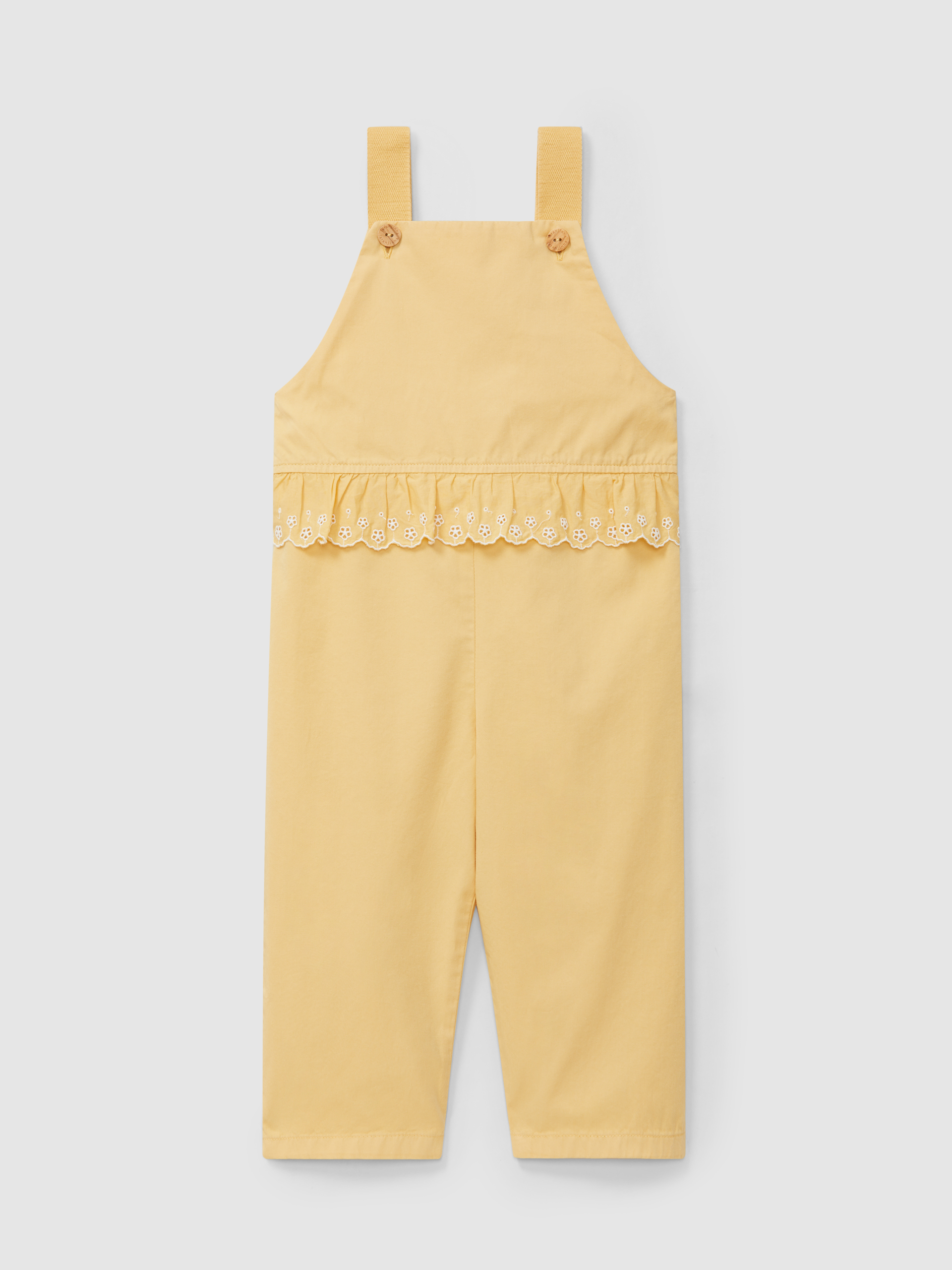 Dungarees ruffled detail English embroidery