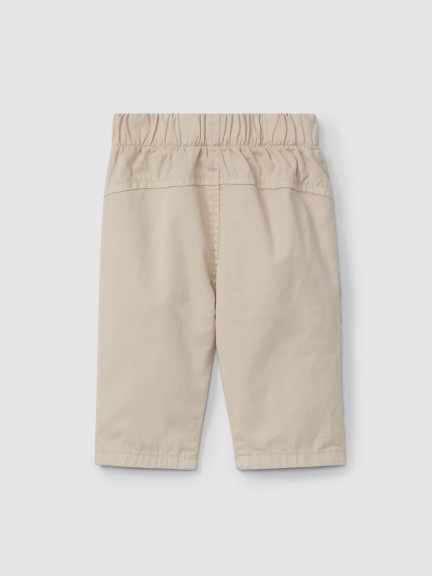 Pantalón pull-up en sarga lisa Pantalón pull-up en sarga lisa