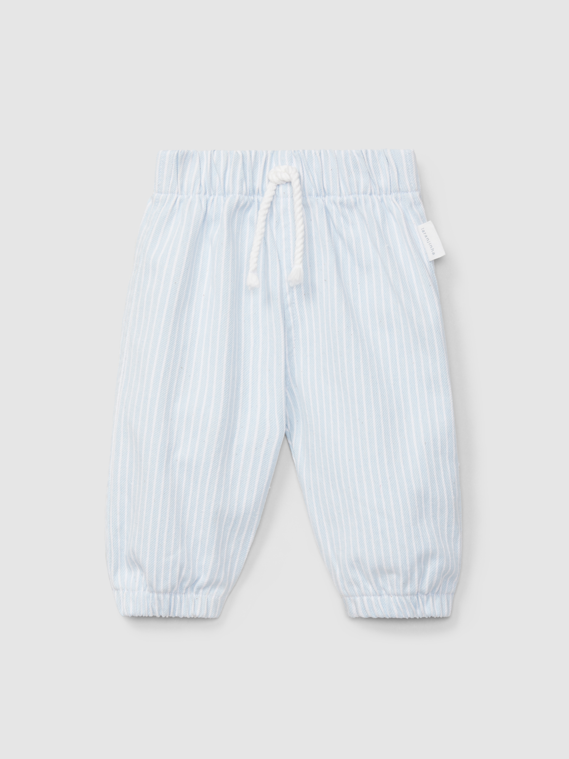 Pull-up pants striped denim fabric